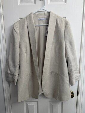 Ricki’s Beige Linen Blend Blazer Women's XXL NWT Open Front Shawl Collar